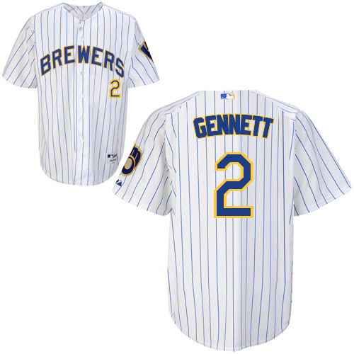 Scooter Gennett #2 Youth Baseball Jersey-Milwaukee Brewers Authentic Alternate Home White MLB Jersey